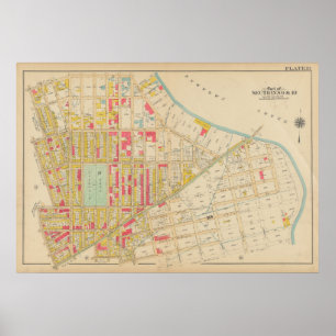 Affiche Carte vintage Brooklyn George Washington Bromley