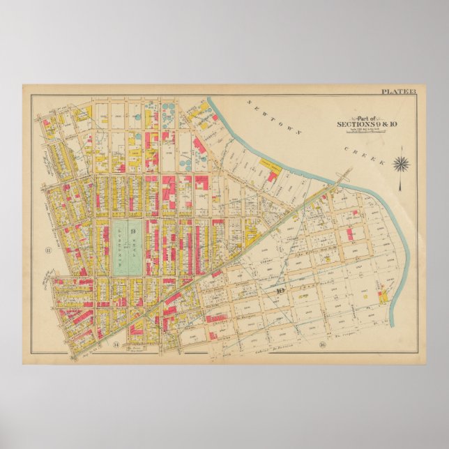 Affiche Carte vintage Brooklyn | George Washington Bromley (Devant)