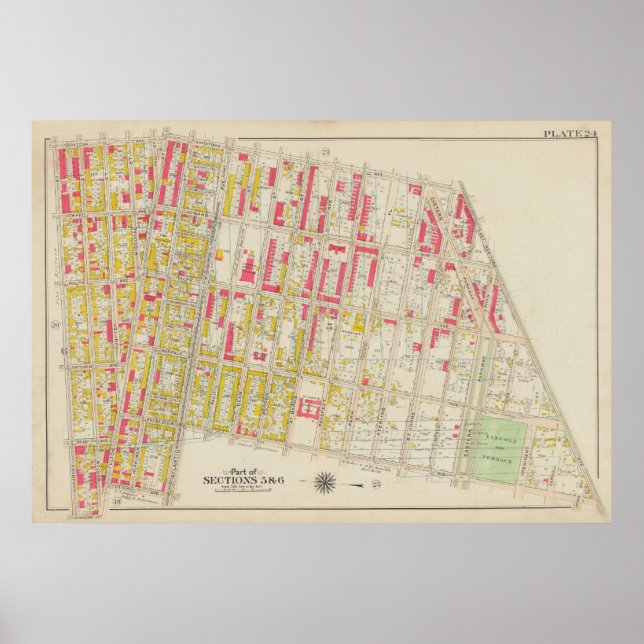 Affiche Carte vintage Brooklyn | George Washington Bromley (Devant)