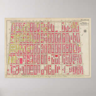 Affiche Carte vintage Brooklyn George Washington Bromley