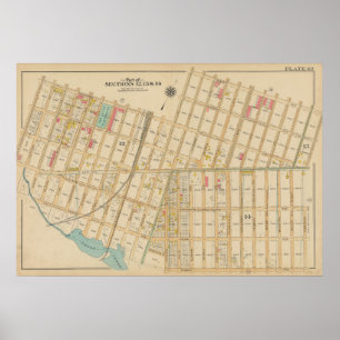 Affiche Carte vintage Brooklyn George Washington Bromley