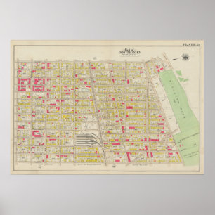 Affiche Carte vintage Brooklyn George Washington Bromley