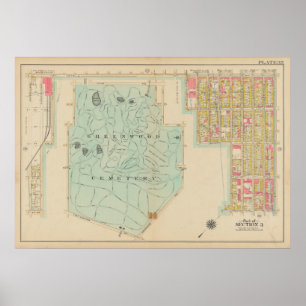 Affiche Carte vintage Brooklyn George Washington Bromley