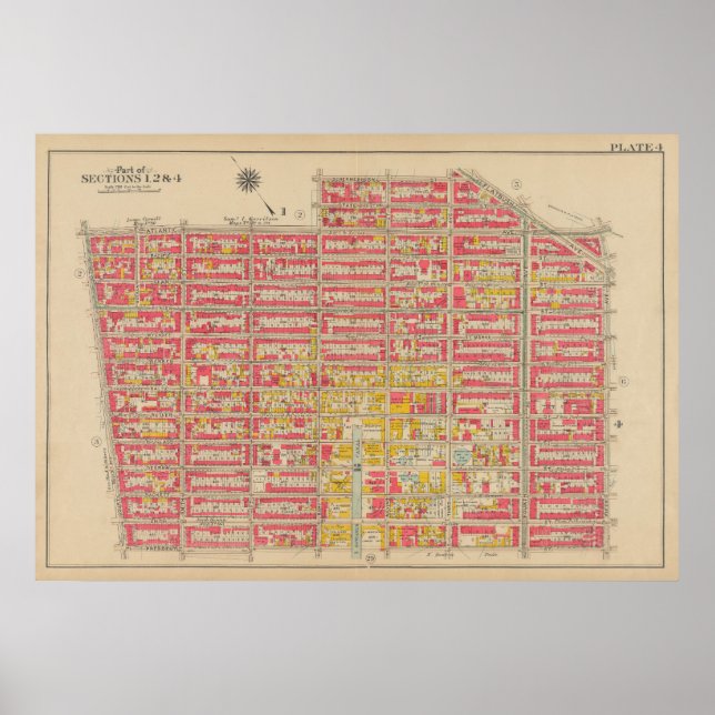 Affiche Carte vintage Brooklyn | George Washington Bromley (Devant)