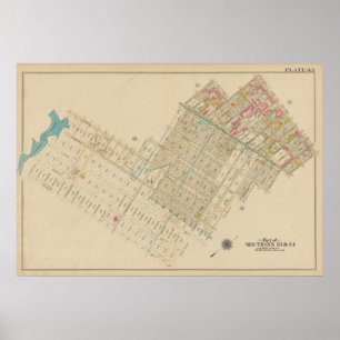 Affiche Carte vintage Brooklyn George Washington Bromley