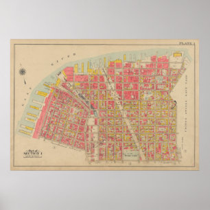 Affiche Carte vintage Brooklyn George Washington Bromley