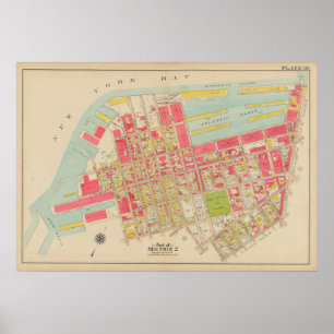 Affiche Carte vintage Brooklyn George Washington Bromley