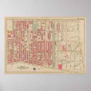 Affiche Carte vintage Brooklyn George Washington Bromley