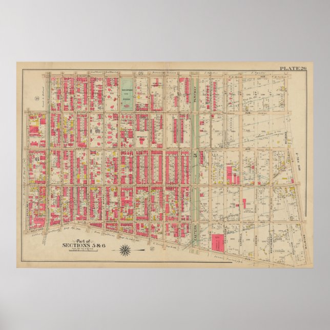 Affiche Carte vintage Brooklyn | George Washington Bromley (Devant)