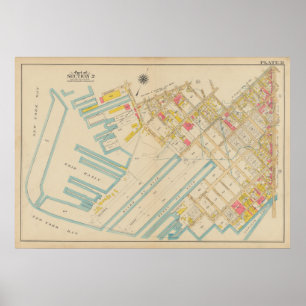 Affiche Carte vintage Brooklyn George Washington Bromley