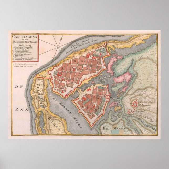 Affiche Carte vintage Carthagène Colombie (1766) (Devant)