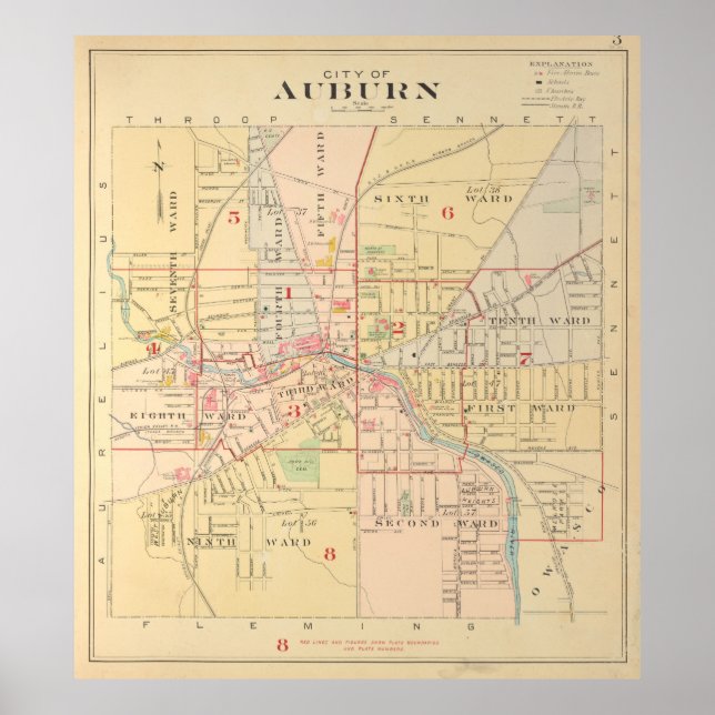 Affiche Carte vintage d'Auburn NY (1904) (Devant)