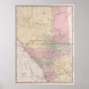 Affiche Carte vintage de Alberta Canada (1912)