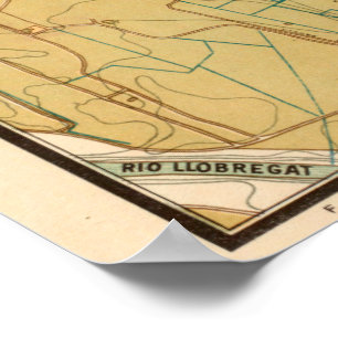 Affiche Carte vintage de Barcelone Espagne (1919)