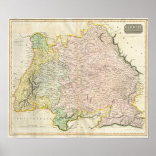 Affiche Carte vintage de Bavière Allemagne (1814)