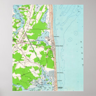 Affiche Carte vintage de Bethany Beach Delaware (1954)