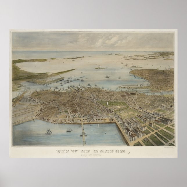 Affiche Carte vintage de Boston (1870) (2) (Devant)