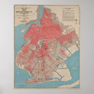 Affiche Carte vintage de Brooklyn, New York