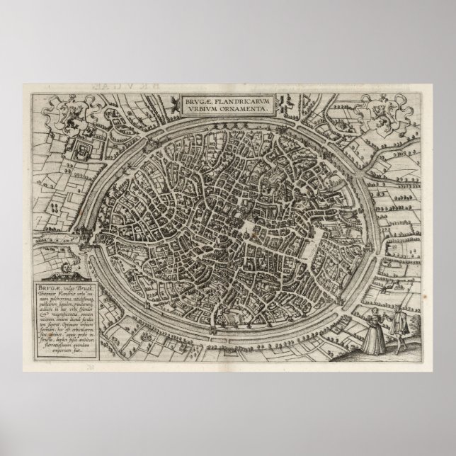 Affiche Carte vintage de Bruges Belgique (1612) (Devant)