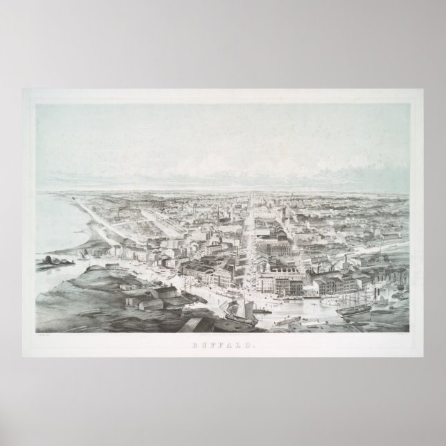 Affiche Carte vintage de Buffalo NY (1853) (Devant)