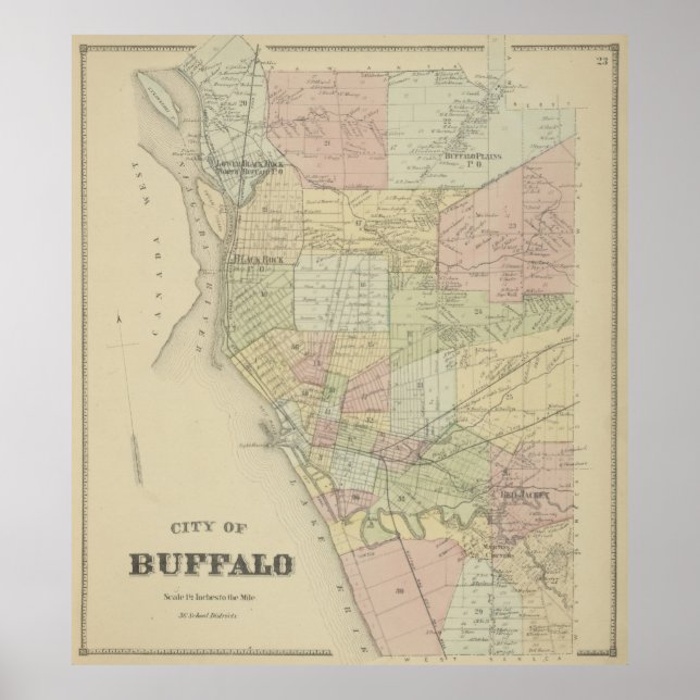 Affiche Carte vintage de Buffalo NY (1866) (Devant)