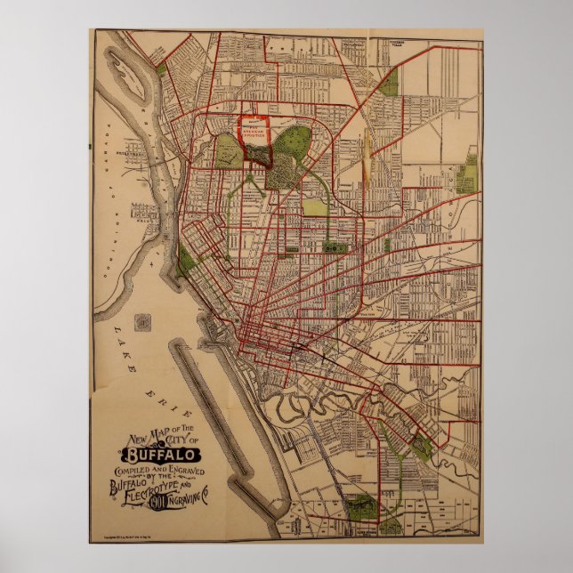 Affiche Carte vintage de Buffalo NY (1901) (Devant)