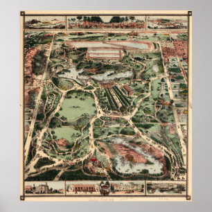 Affiche Carte vintage de Central Park NYC (1860)