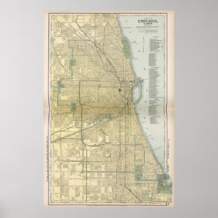 Affiche Carte vintage de Chicago (1891)
