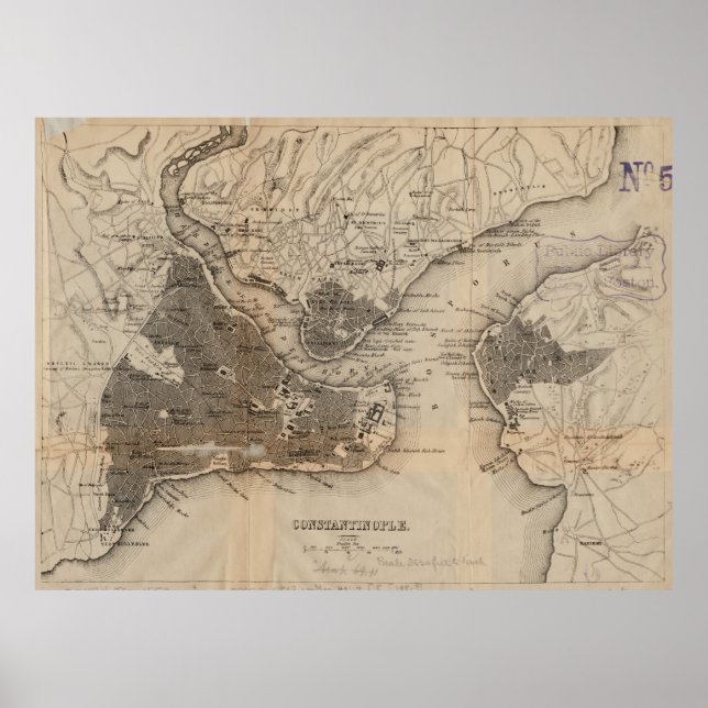 Affiche Carte vintage de Constantinople (1859) (Devant)