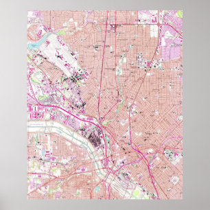 Affiche Carte vintage de Dallas Texas (1958)