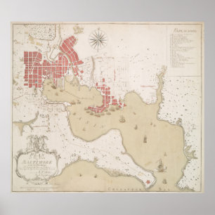 Affiche Carte vintage de DM de Baltimore (1793)