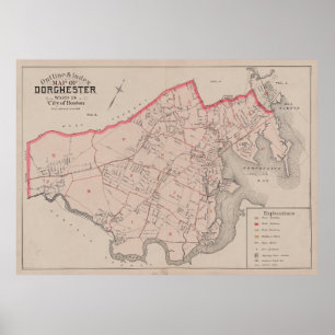 Affiche Carte vintage de Dorchester MA (1884)