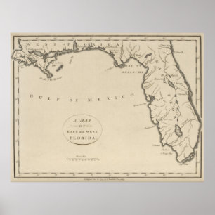 Affiche Carte vintage de Floride (1794)