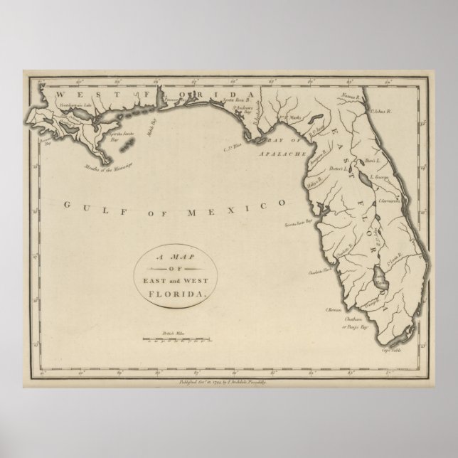 Affiche Carte vintage de Floride (1794) (Devant)