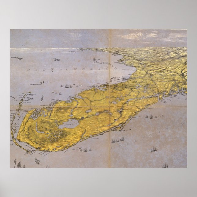 Affiche Carte vintage de Floride (1861) (Devant)