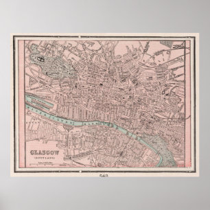 Affiche Carte vintage de Glasgow Ecosse (1901)