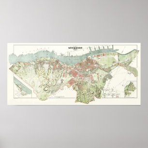 Affiche Carte vintage de Göteborg, Suède