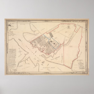 Affiche Carte vintage de Hampton Virginia (1867)