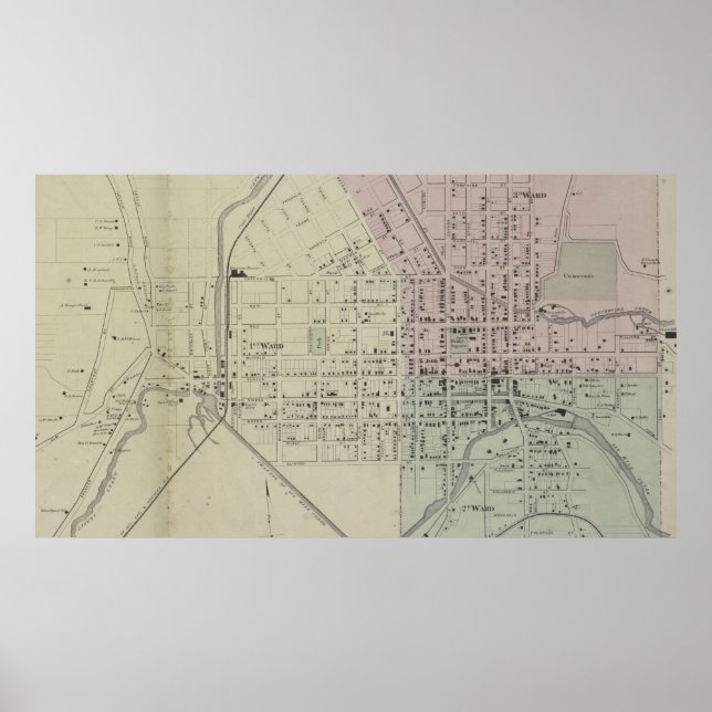 Affiche Carte vintage de Ithaca NY (1866) (Devant)