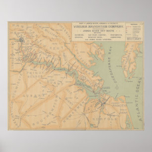 Affiche Carte vintage de James River (1899)
