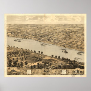 Affiche Carte vintage de Jefferson City MO (1869)
