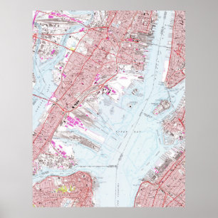 Affiche Carte vintage de Jersey City NJ (1967)