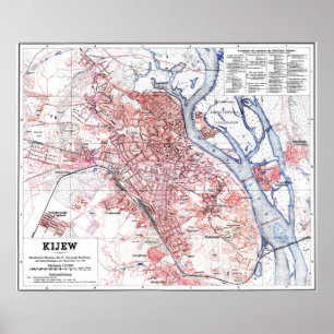Affiche Carte vintage de Kiev Ukraine (1918)
