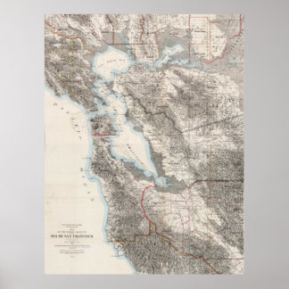Affiche Carte vintage de la baie de San Francisco (1873)