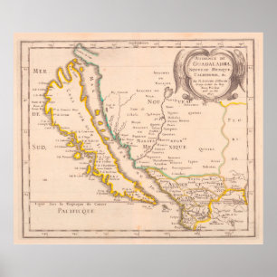 Affiche Carte vintage de la Californie (1657)