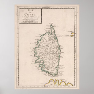 Affiche Carte vintage de la Corse France (1697)