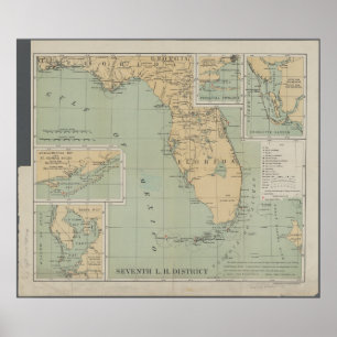 Affiche Carte vintage de la Floride