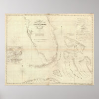 Carte vintage de la Floride et des Bahamas (1827)