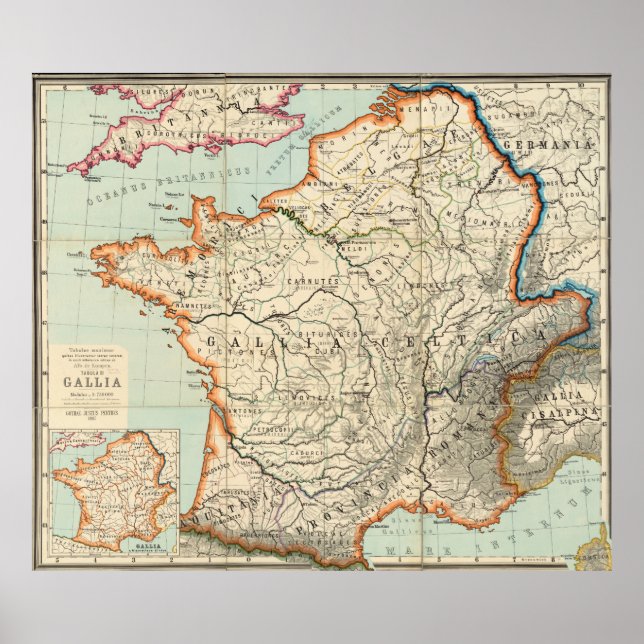 Affiche Carte vintage de la France (1887) (Devant)