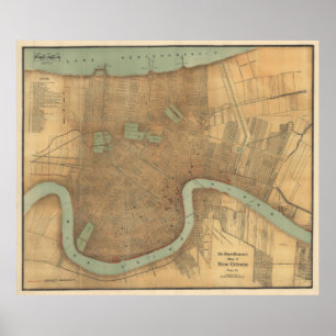 Affiche Carte vintage de la Nouvelle-Orléans (1919)